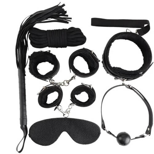 imagem Kit bondage 8 em 1 – Pelúcia + Metal 